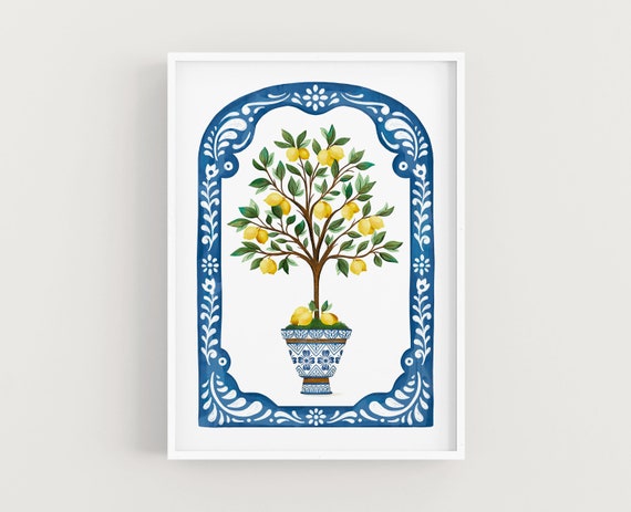 Lemon Tree Poster Print, Botanical Wall Decor