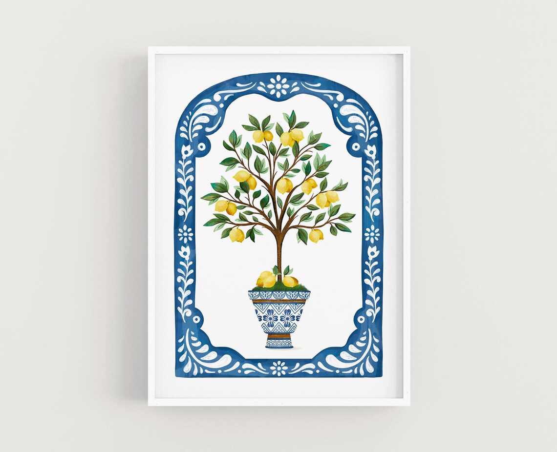 Lemon Tree Poster Print, Botanical Wall Decor