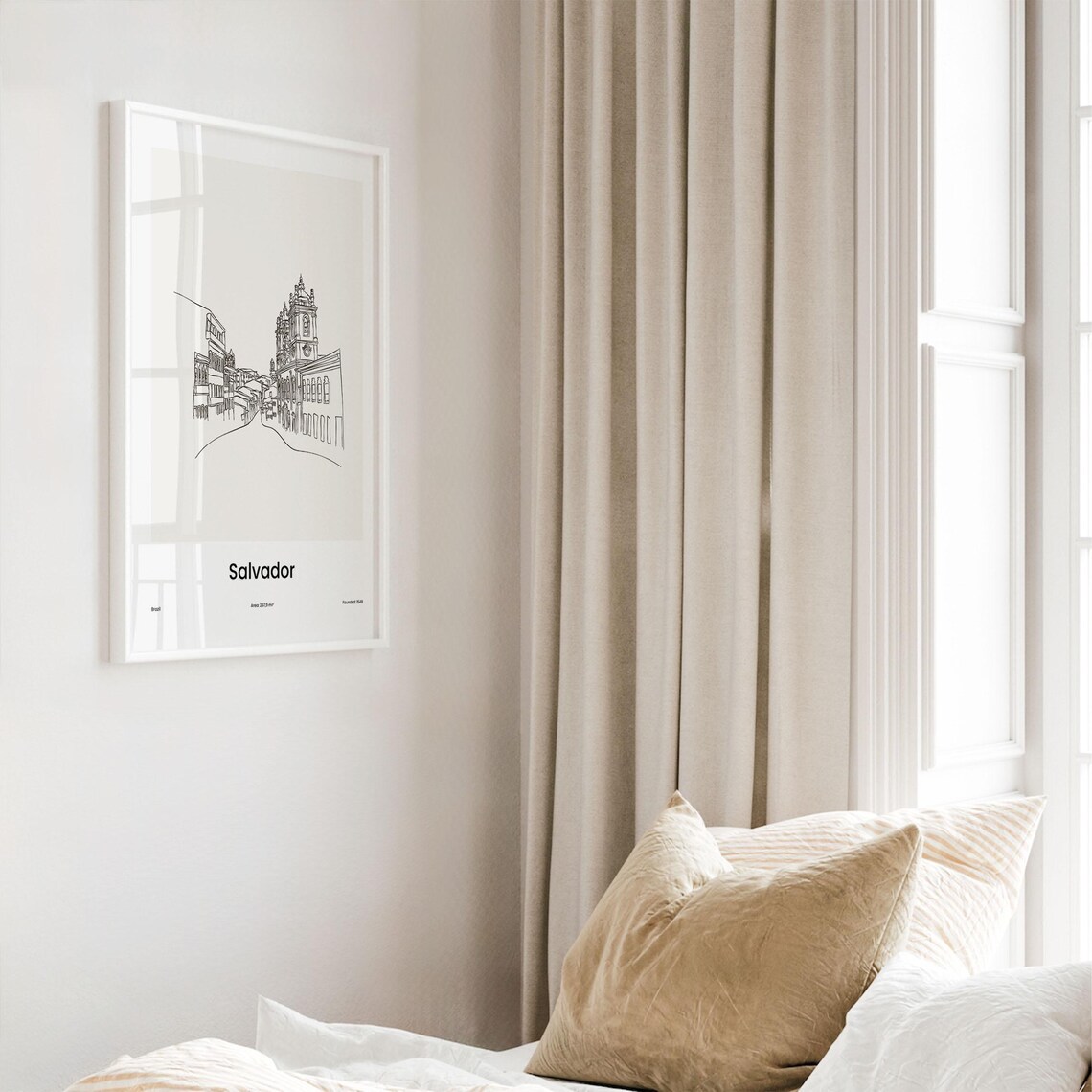 Salvador Brazil Colonial Church Street Line Art Poster Minimalist Travel Home Gift - Image 4