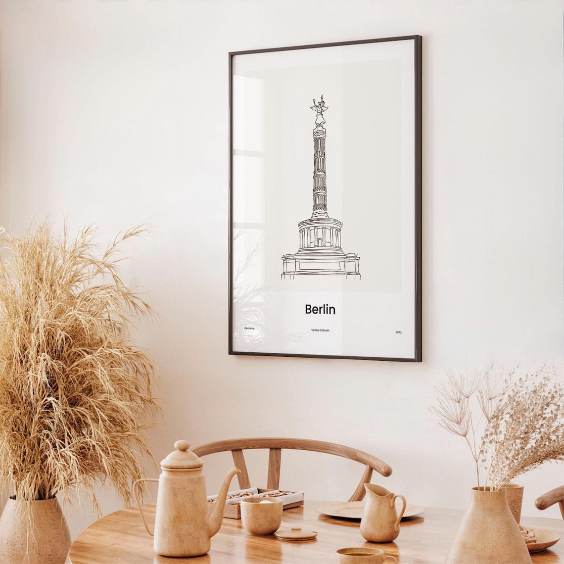 Berlin Germany Victory Column Minimalist Line Drawing Art Poster - Image 3