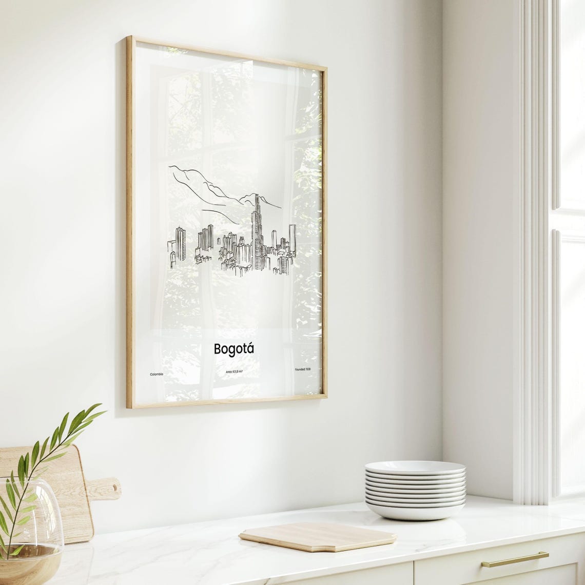 Bogotá Colombia Mountain Skyline Minimalist Line Drawing Poster - Image 6