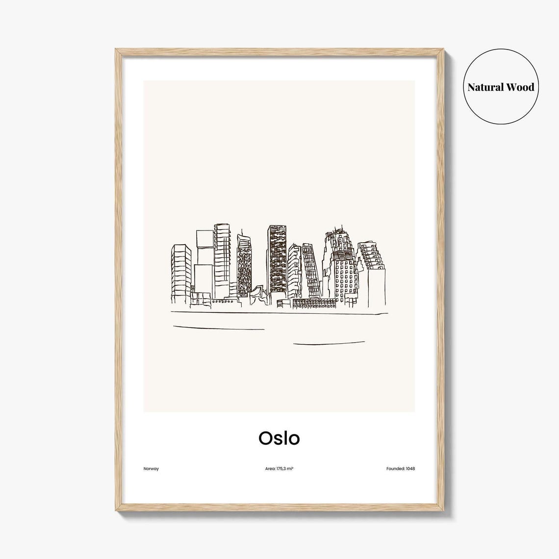 Oslo Norway Waterfront One Line Skyline Minimalist Art Poster - Image 2