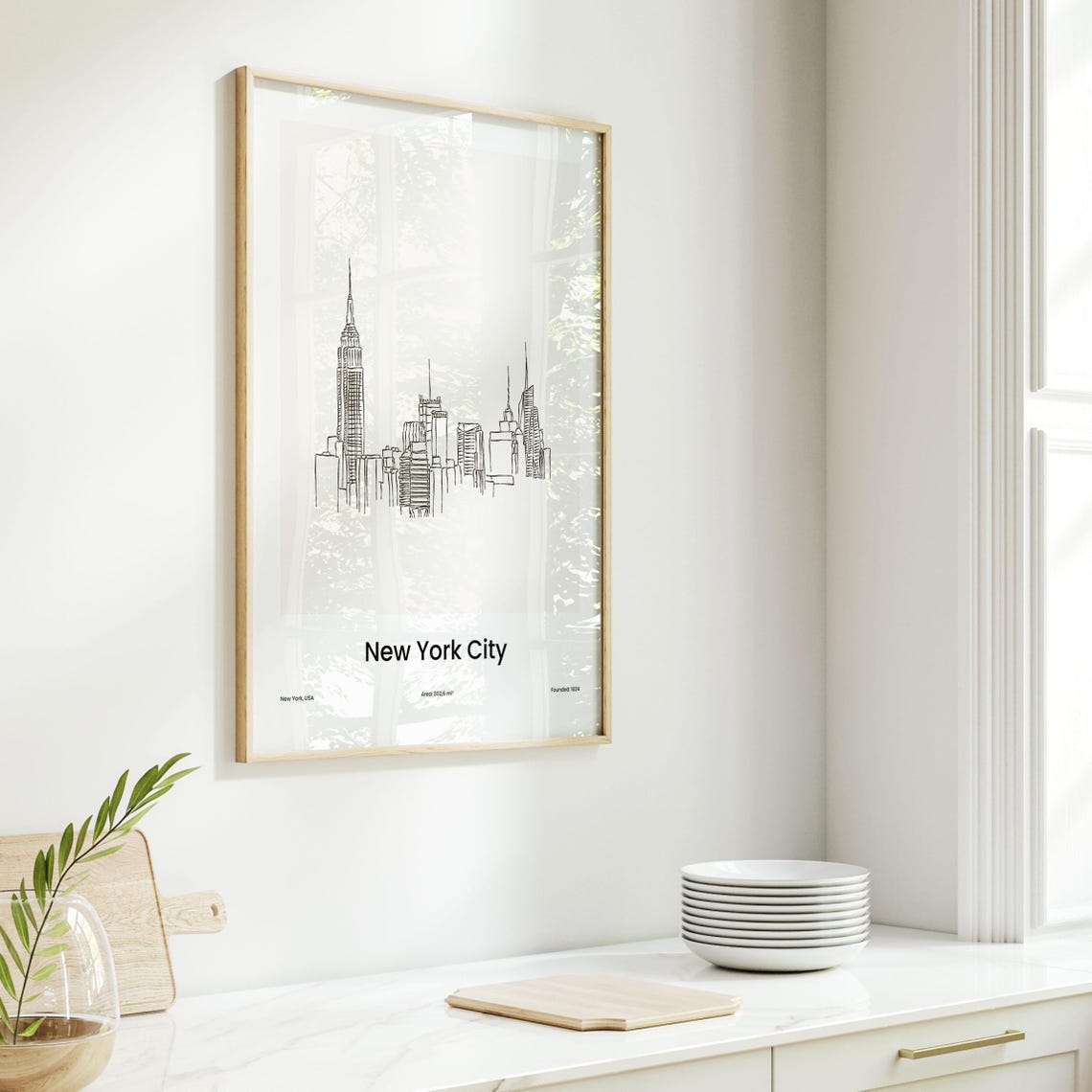 New York City Manhattan Skyline Empire State Line Art Poster - Image 6