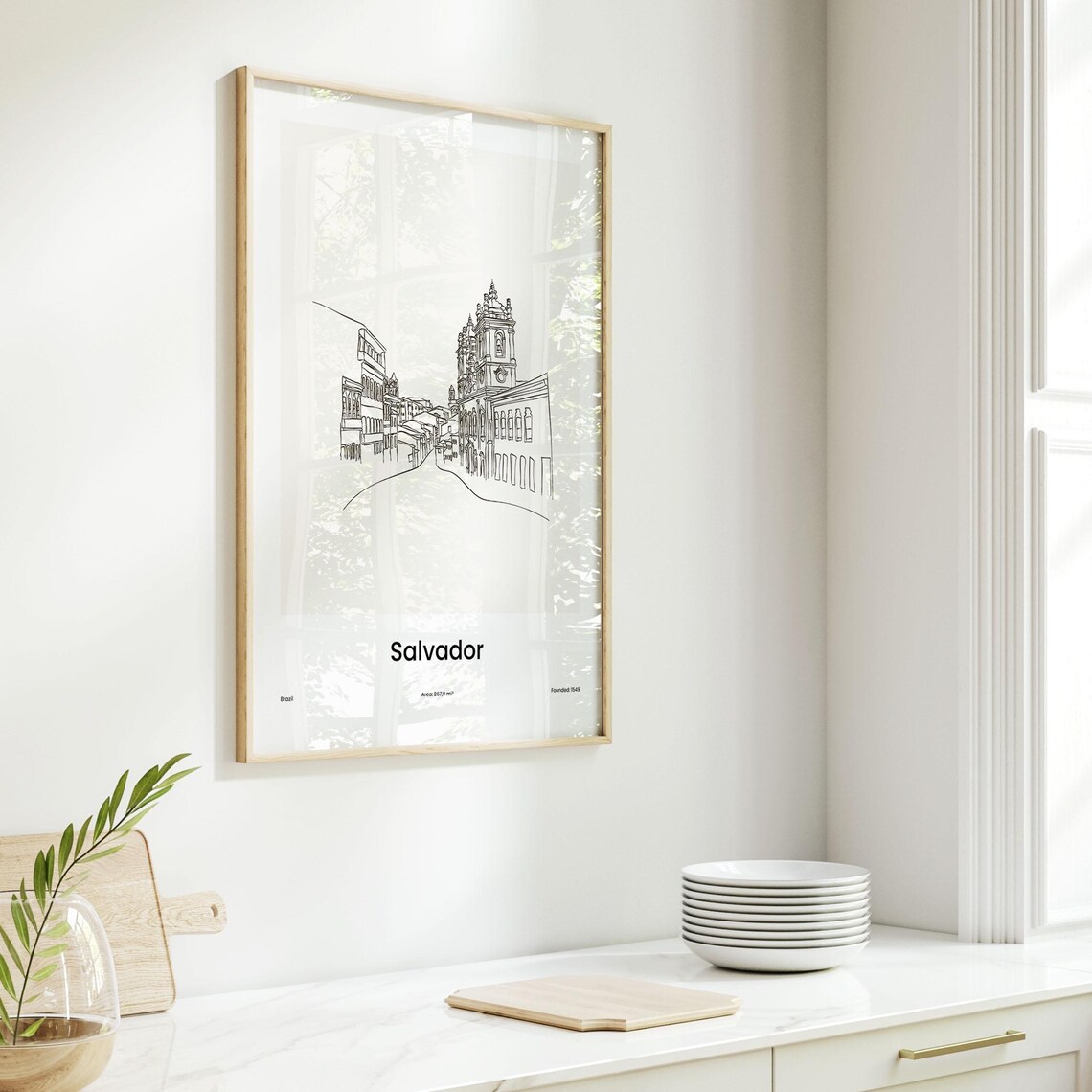 Salvador Brazil Colonial Church Street Line Art Poster Minimalist Travel Home Gift - Image 6