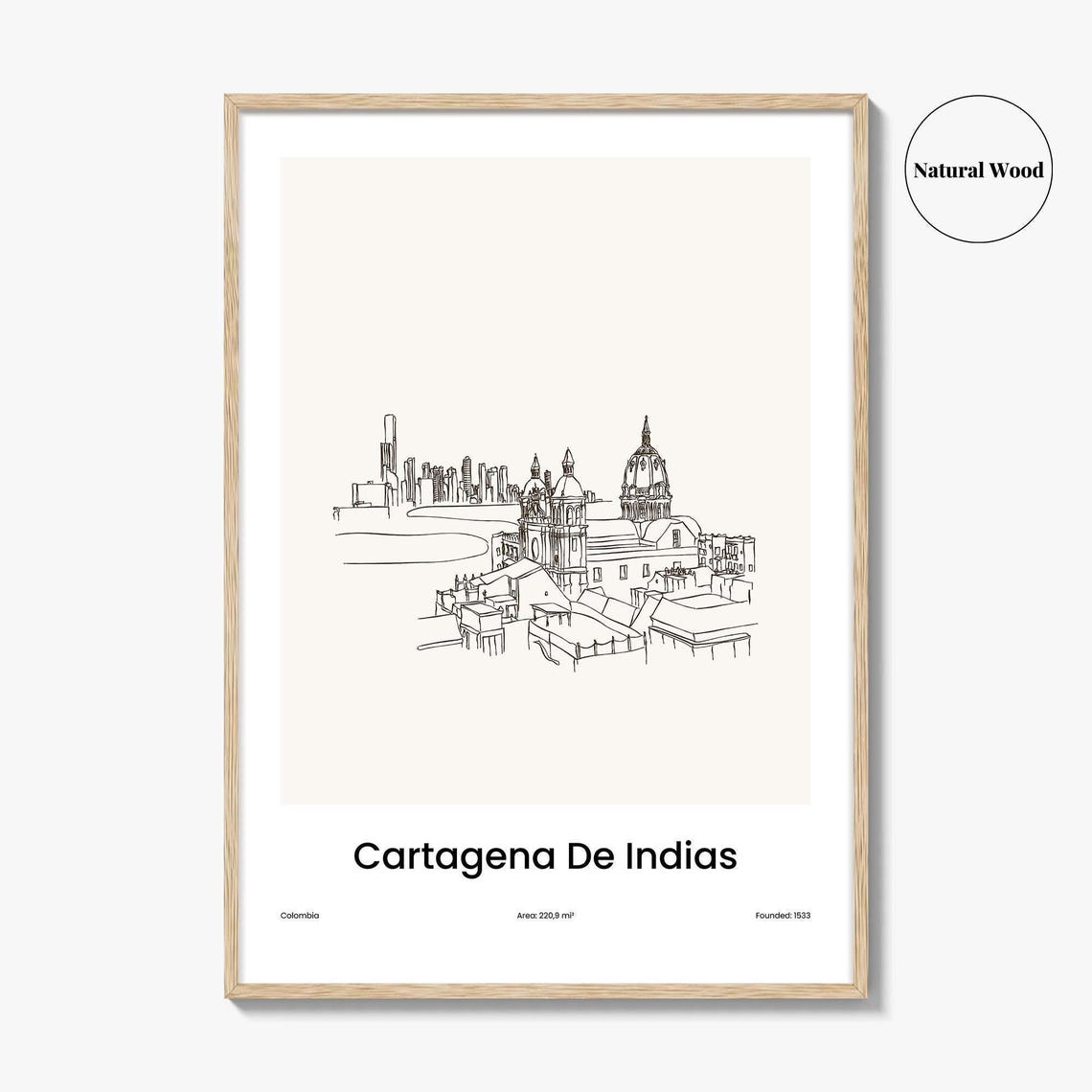 Cartagena De Indias One Line Drawn Print Wall Art Decor Travel Poster Draw - Image 2