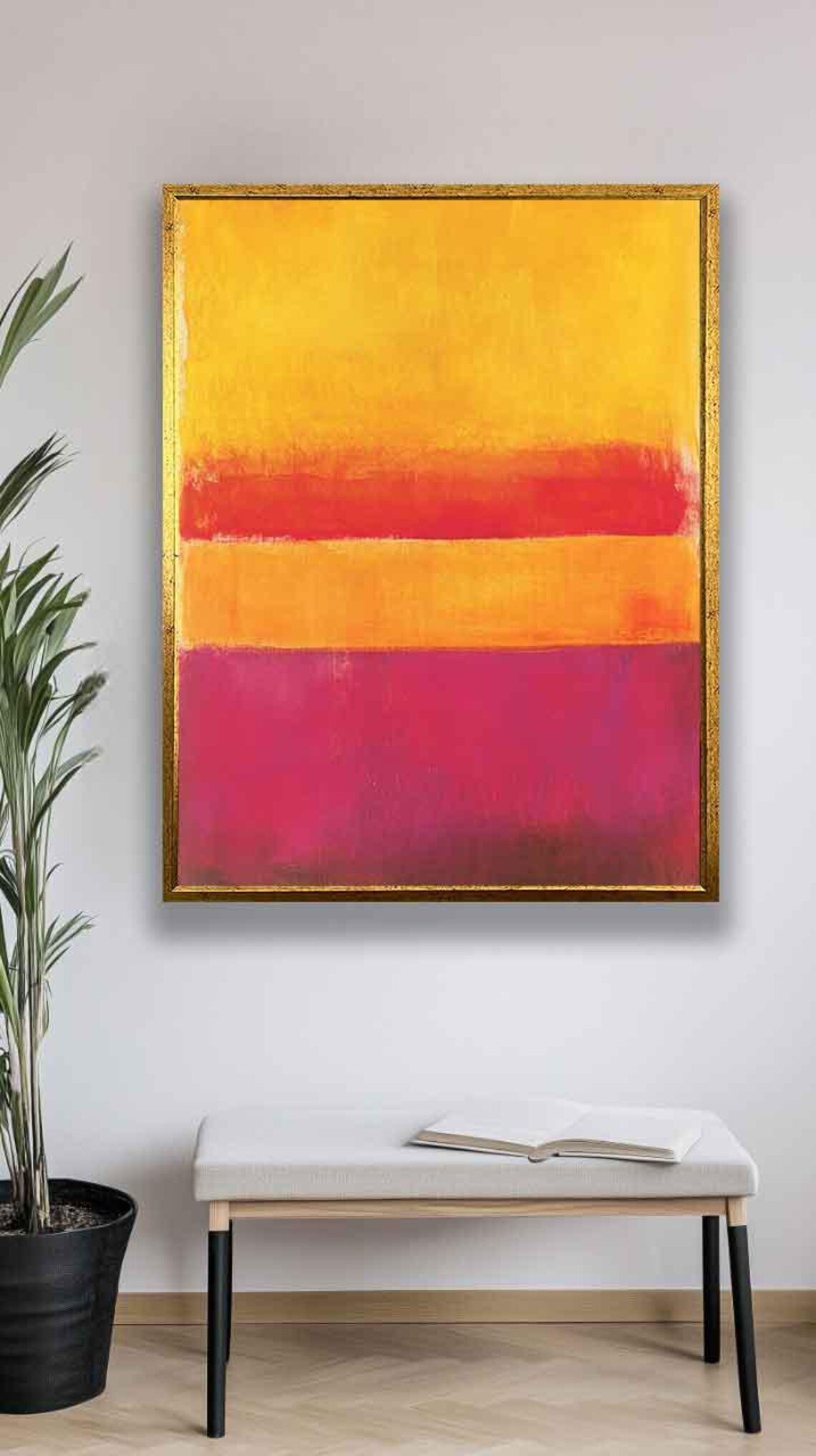 Golden Yellow Red and Magenta Striped Bands Color Field Art Poster - Image 4