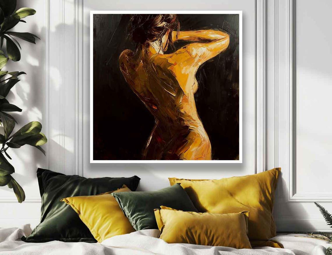 Naked Woman Print Nude Woman Oil Painting Style Wall Art Erotic Wall Art Print Sexy Girl Decor - Image 3