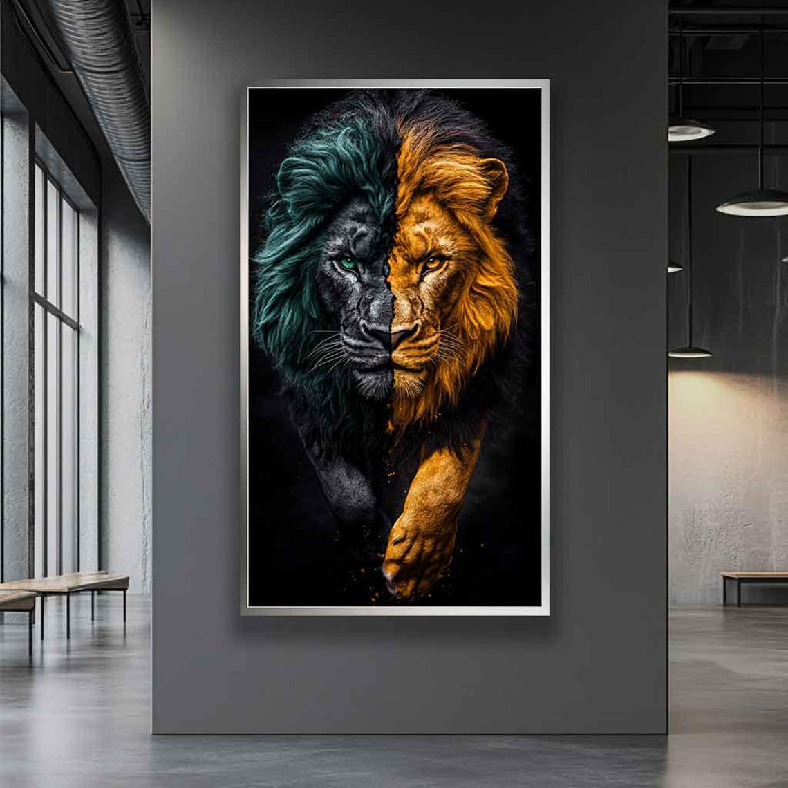 Lion Painting Black Yellow Lion Portrait Modern Lion Painting Wildlife Art King Lion Print Minimalist Safari Wall Art - Image 4