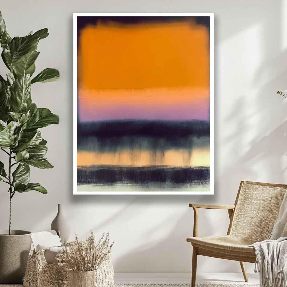 Orange Sunset Glow Over Dark Water Reflection Abstract Poster - Image 4