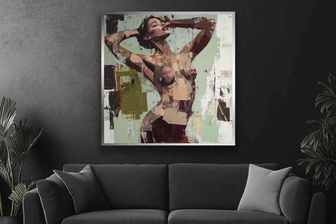 Elegant Nude Woman Figure Palette Knife Oil Painting Wall Poster - Image 4