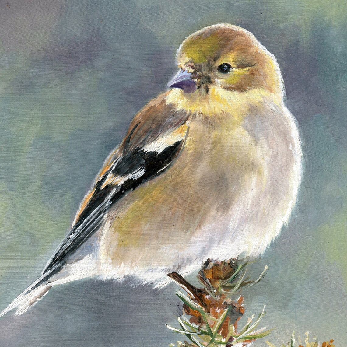 Goldfinch Oil Painting Art Print, Cottage Bird Decor - Image 4