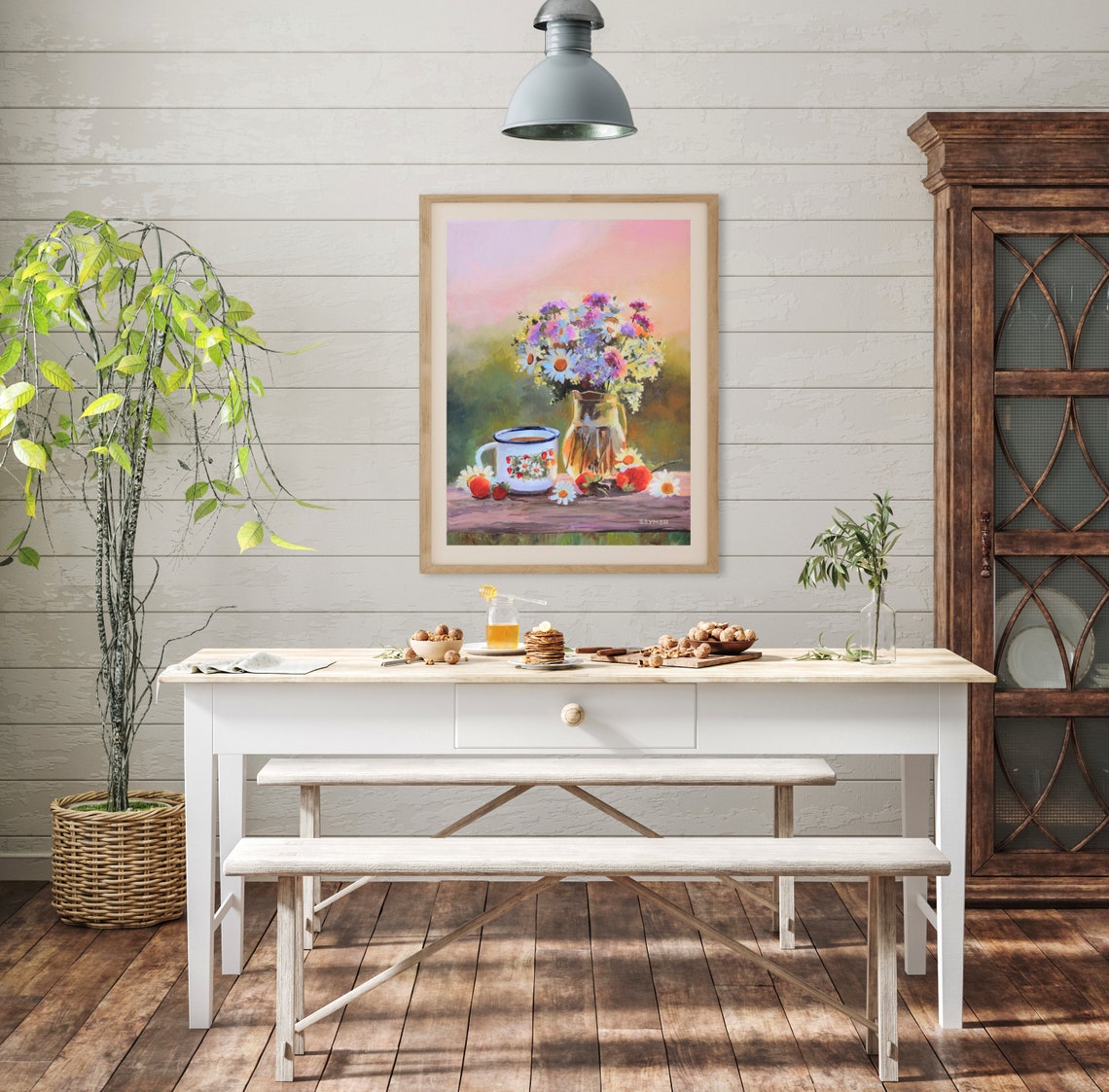 Wildflowers in a Glass Pitcher Still Life Oil Painting Poster - Image 6