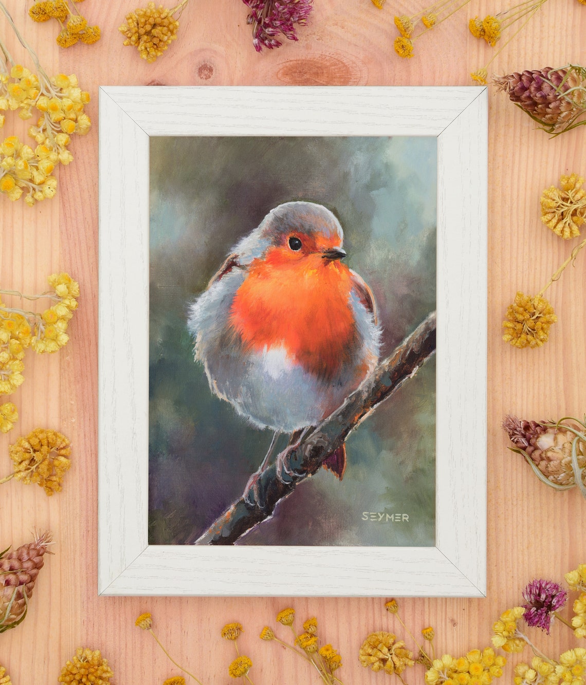 European Robin with a Bright Red Breast Perched on a Branch Poster - Image 2