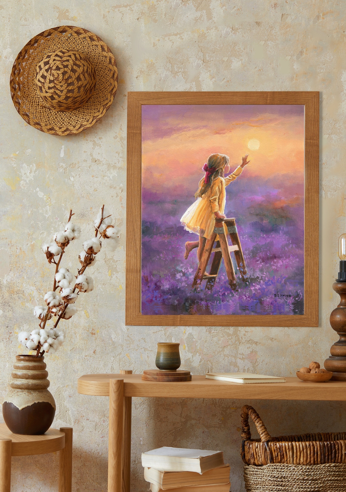 Little Girl and Wildflowers Oil Painting Art Print - Image 6