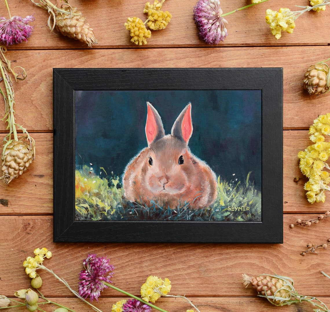Farm Animal Bunny Nursery Art Painting Rabbit Oil Painting Baby Room Wall Decor Animal Art Animal Lover Gift Bunny Baby Shower Gift - Image 6