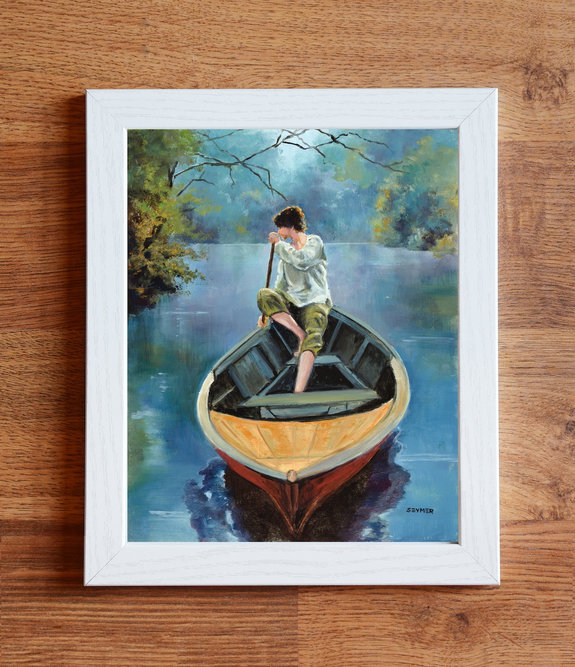 Fisherman Swamp Landscape Boats, Lake House Wall Art Print - Image 2