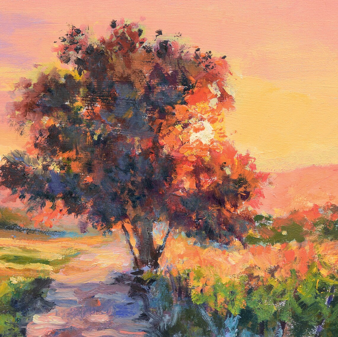 Sunny Field Landscape, Impressionist Summer Scene Art Print - Image 5