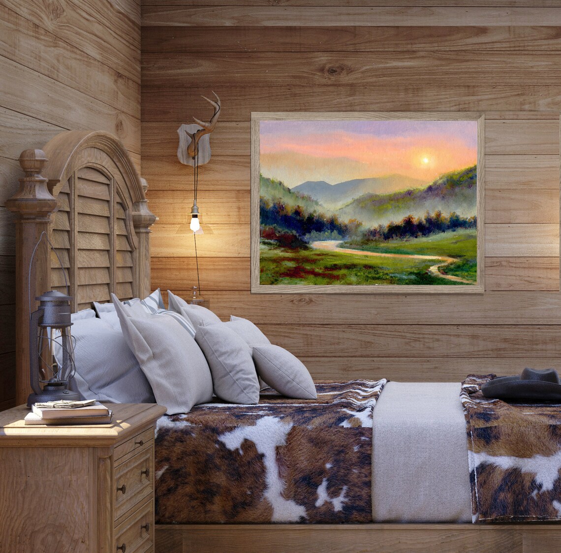 Misty Pines Panoramic Country Landscape Art Print - Image 2