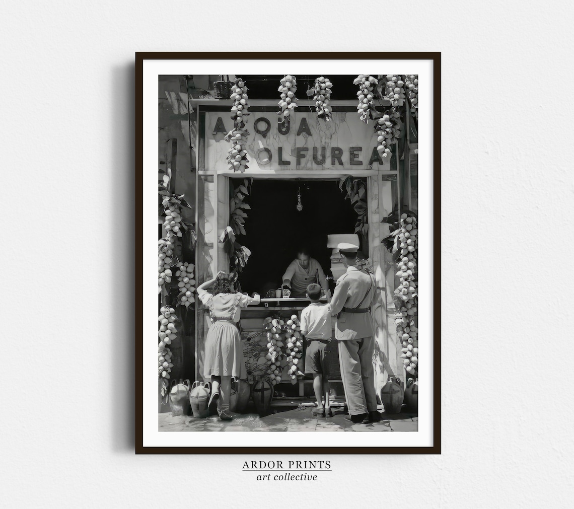 Italian Lemonade Seller, Naples 1940s Vintage Art Print