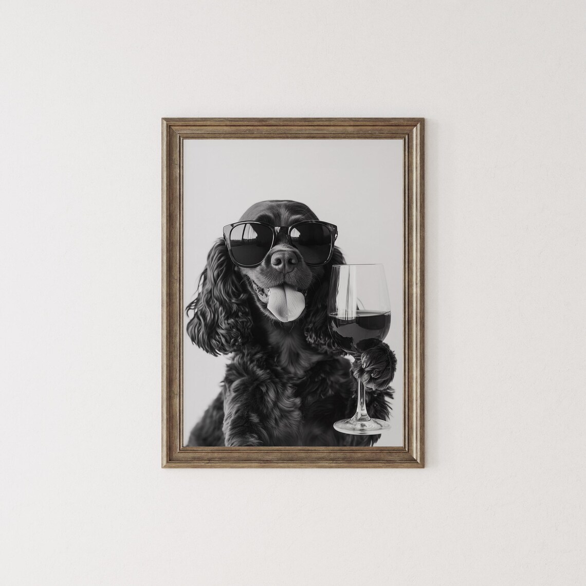 Chocolate Cocker Spaniel And Wine Art Print - Image 2