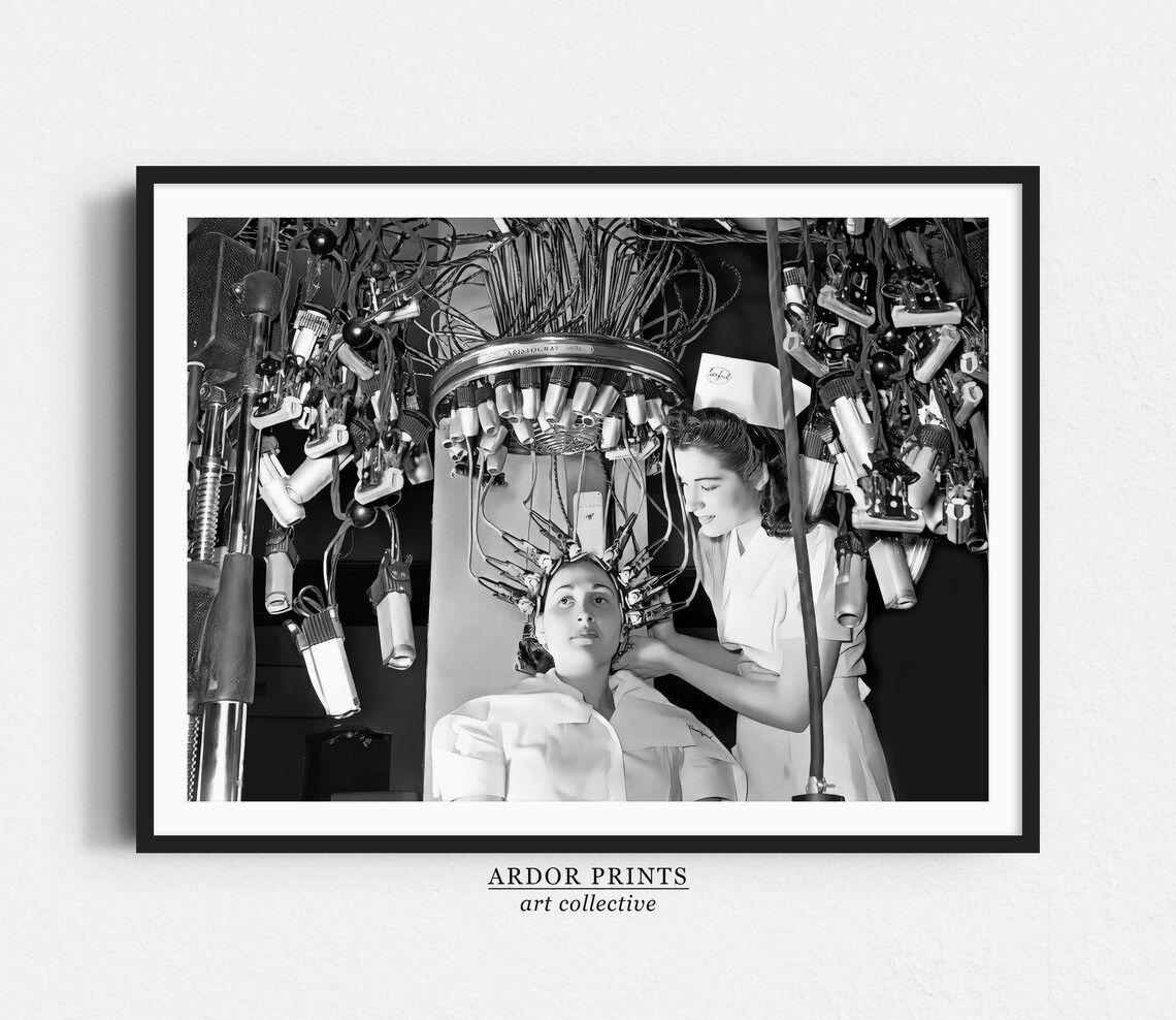 Vintage Beauty School Black and White Art Print