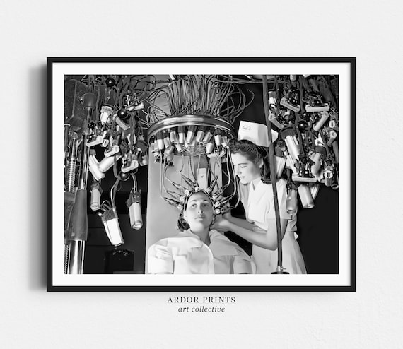 Vintage Beauty School Black and White Art Print