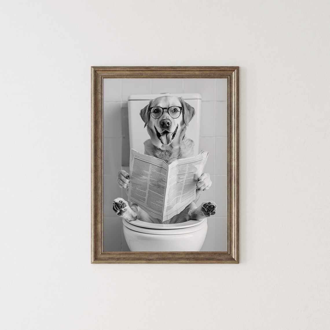 Labrador Sitting On Toilet Funny Dog Bathroom Poster - Image 2