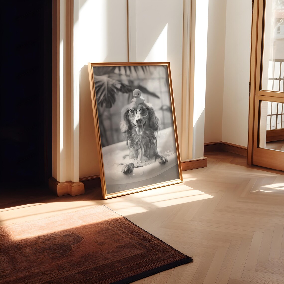 Long Haired Dachshund Bath Bathroom Wall Art Print - Image 2