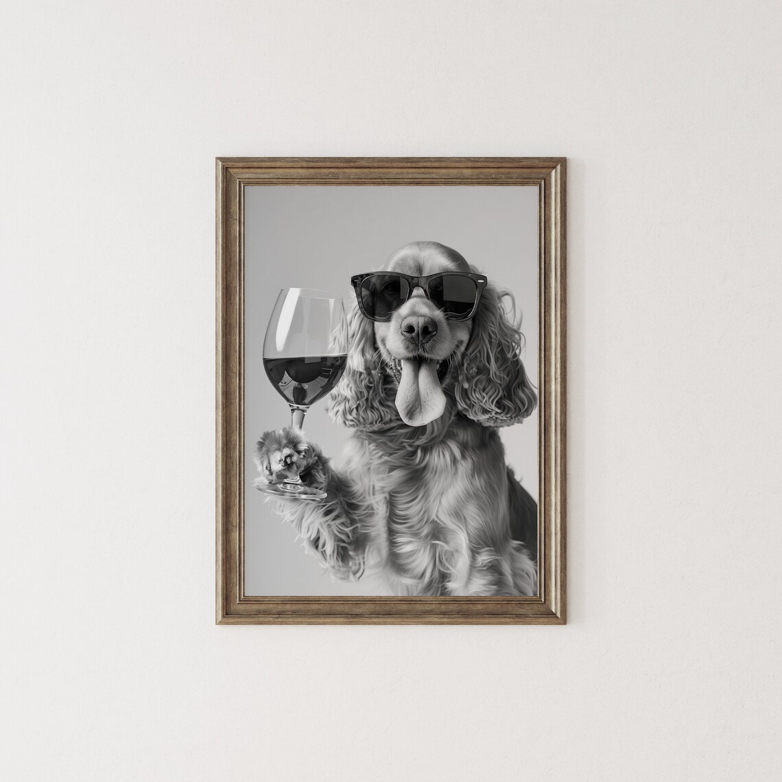 Cocker Spaniel and Wine Bar Cart Art Print - Image 2