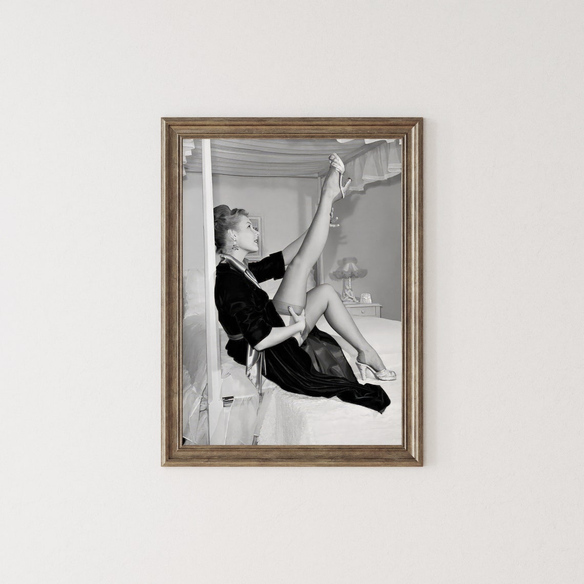 Vintage Dancer Showing Off Leg in Black and White Burlesque Poster - Image 3