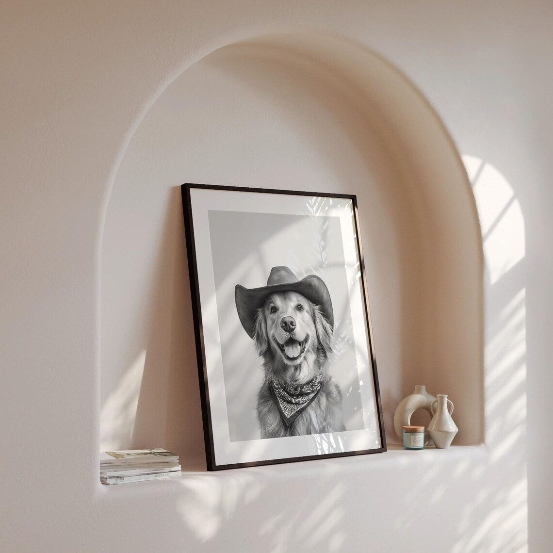 Golden Retriever Wearing Cowboy Hat and Bandana Funny Poster - Image 4