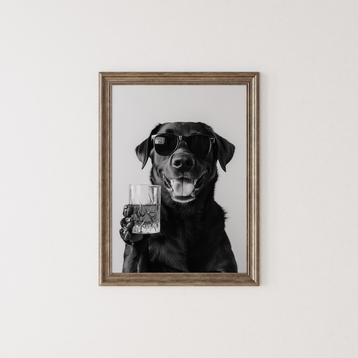Black Labrador Drinking Whiskey, Funny Dog Art Print - Image 2