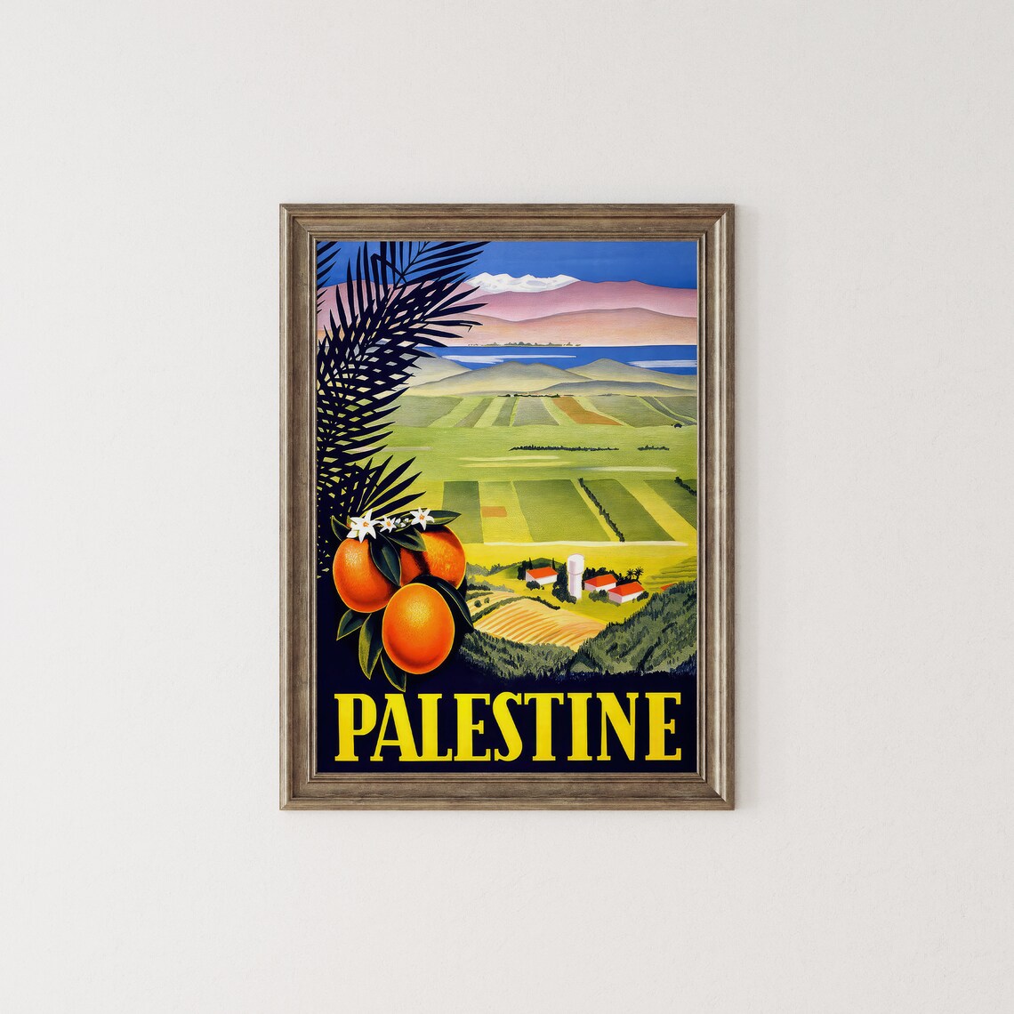 Palestine Vintage Travel Poster Citrus Orange Groves Mountains Sea - Image 2
