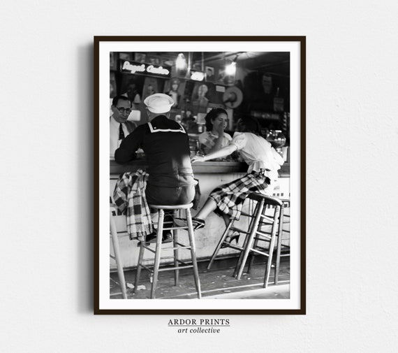 Woman And Sailor At Bar, Vintage Alcohol Poster