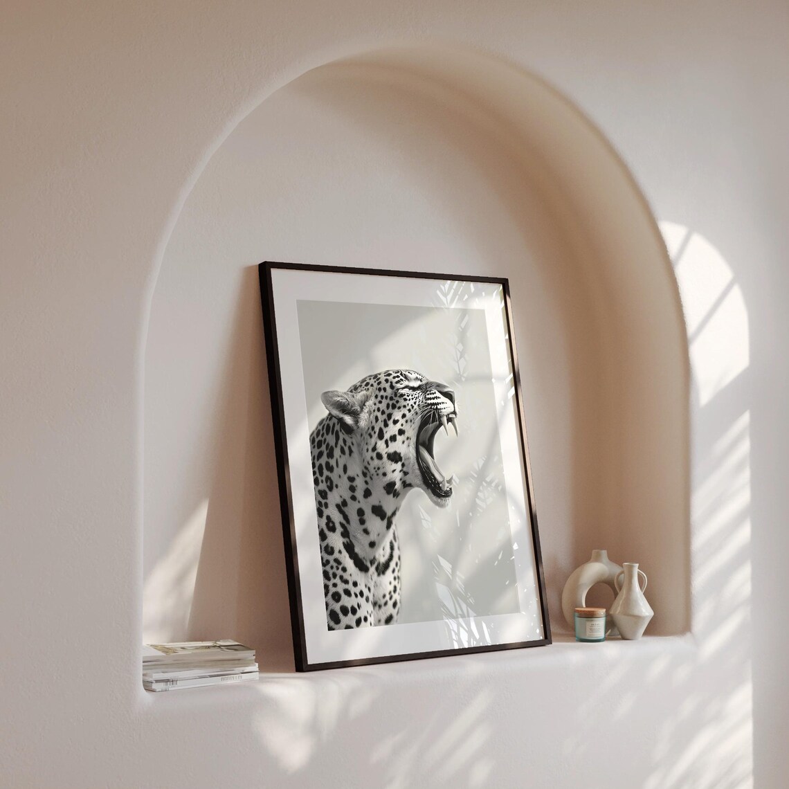 Leopard Roar Print, Minimalist Black And White Art Print - Image 4
