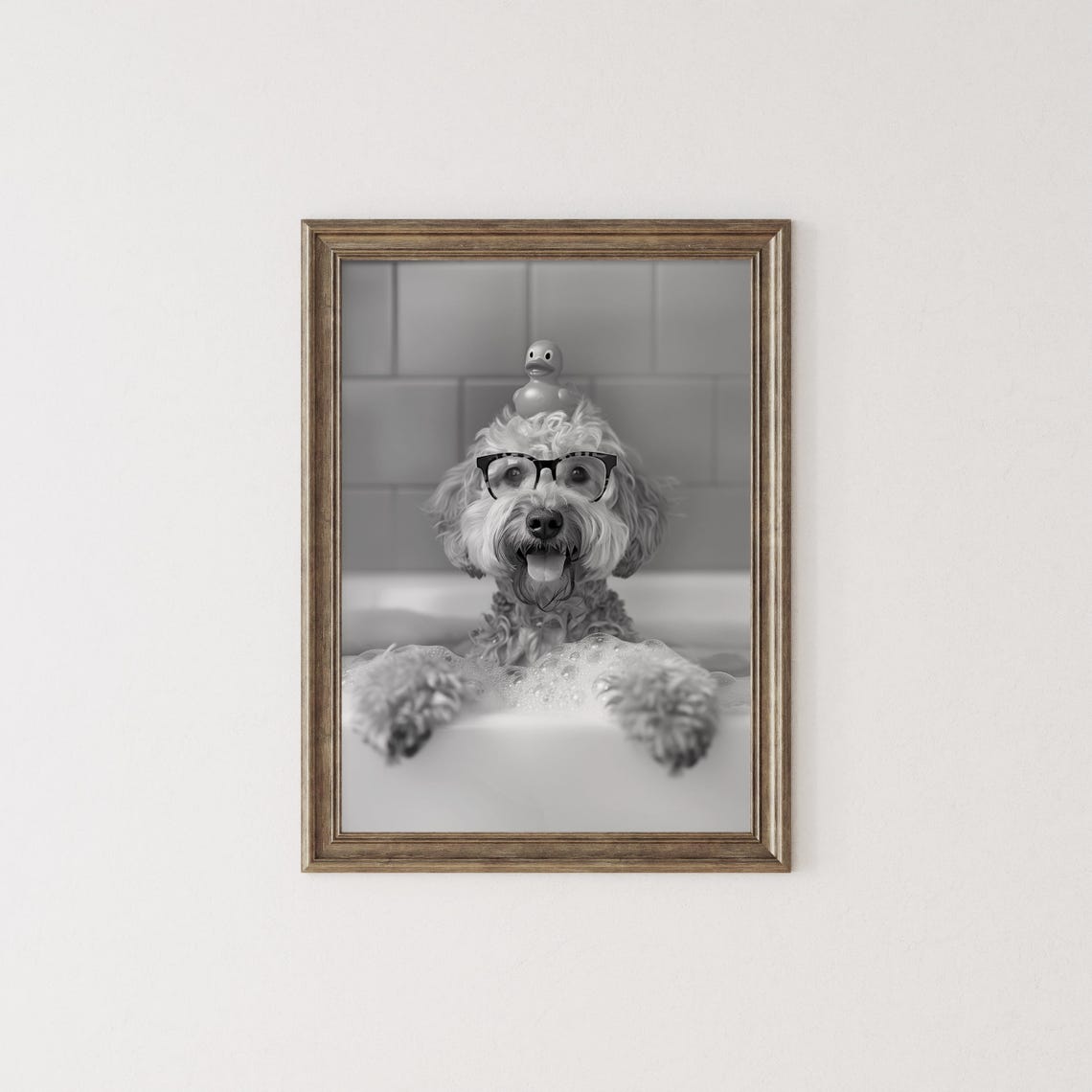 Cockapoo Bubble Bath Funny Dog With Glasses And Rubber Duck Poster - Image 2