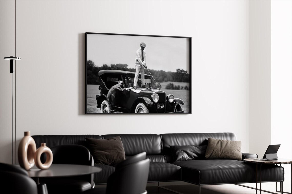 Golfer Teeing On Car, Vintage Golf Poster - Image 4