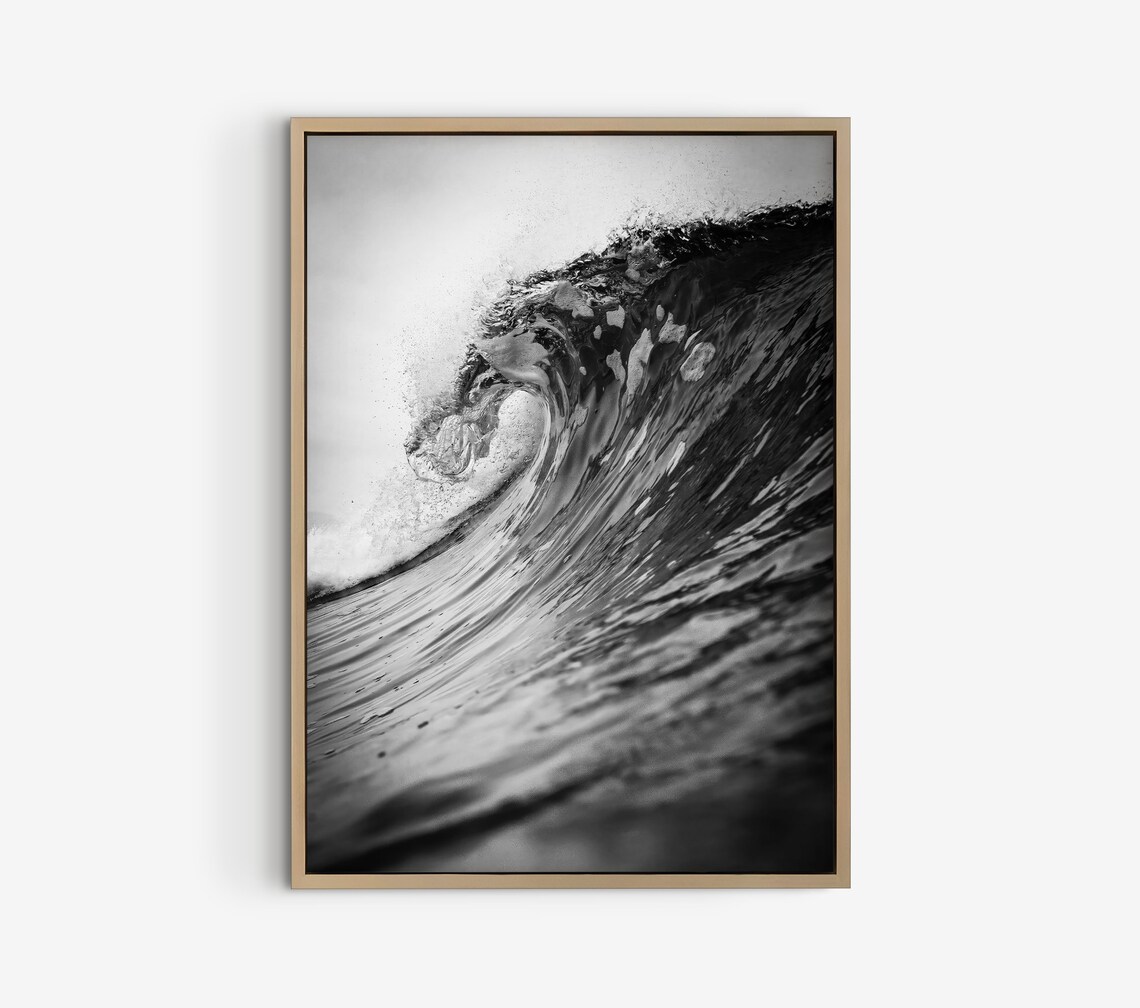 Ocean Waves Black and White Vintage Coastal Poster - Image 4