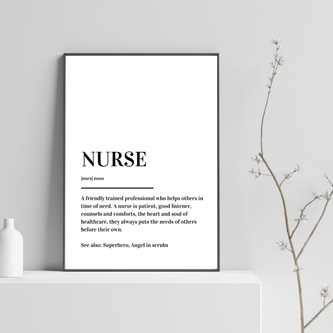 Nurse Definition Superhero Angel Scrubs Gift Appreciation Poster