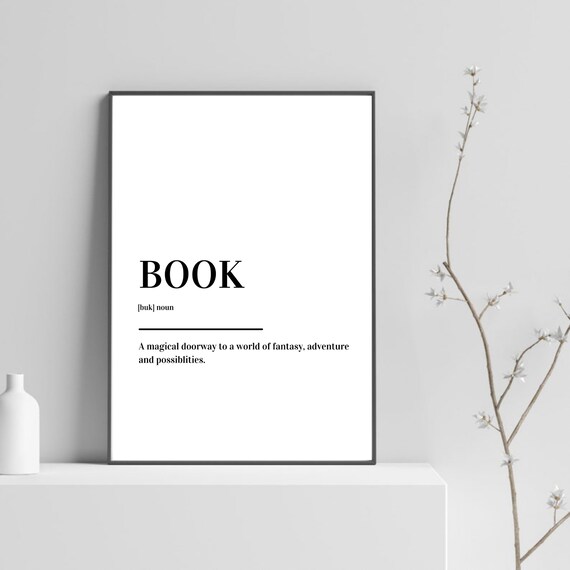Book Definition Dictionary Poster Gift For Readers Who Love Fantasy Worlds