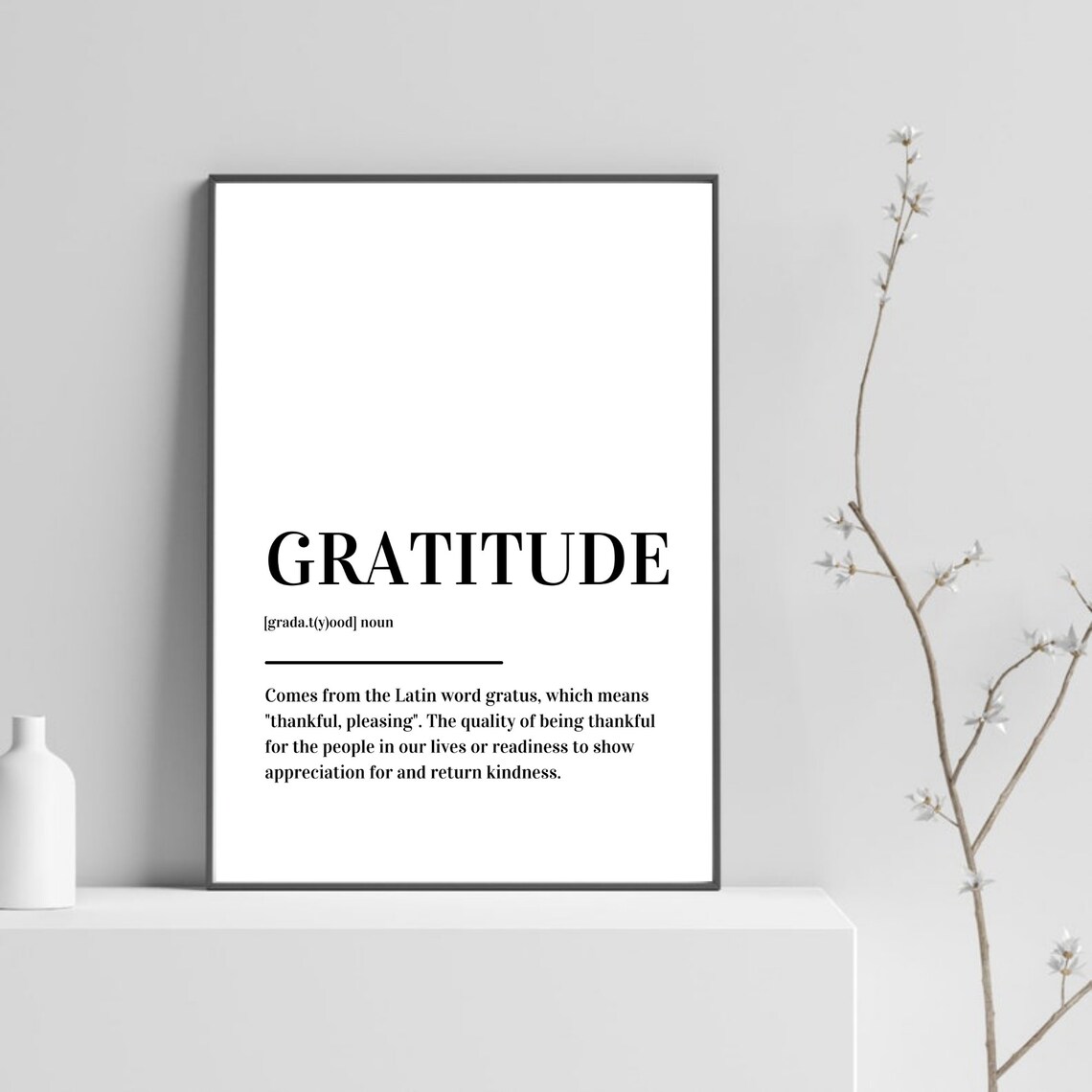 Gratitude Definition Poster, Modern Wall Art Print