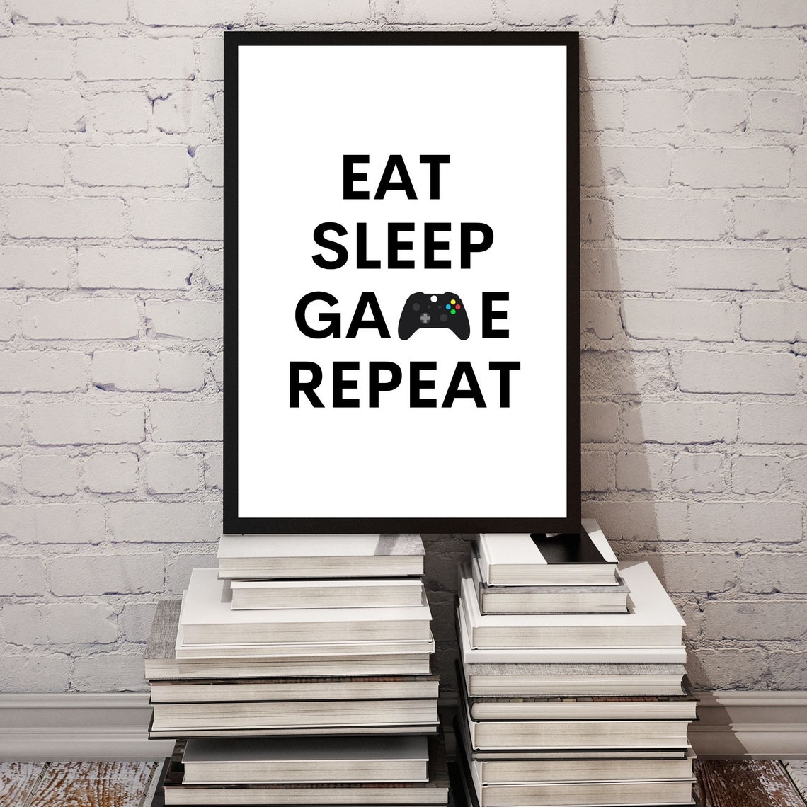 Eat Sleep Game Repeat Funny Gamer Controller Typography Poster - Image 4