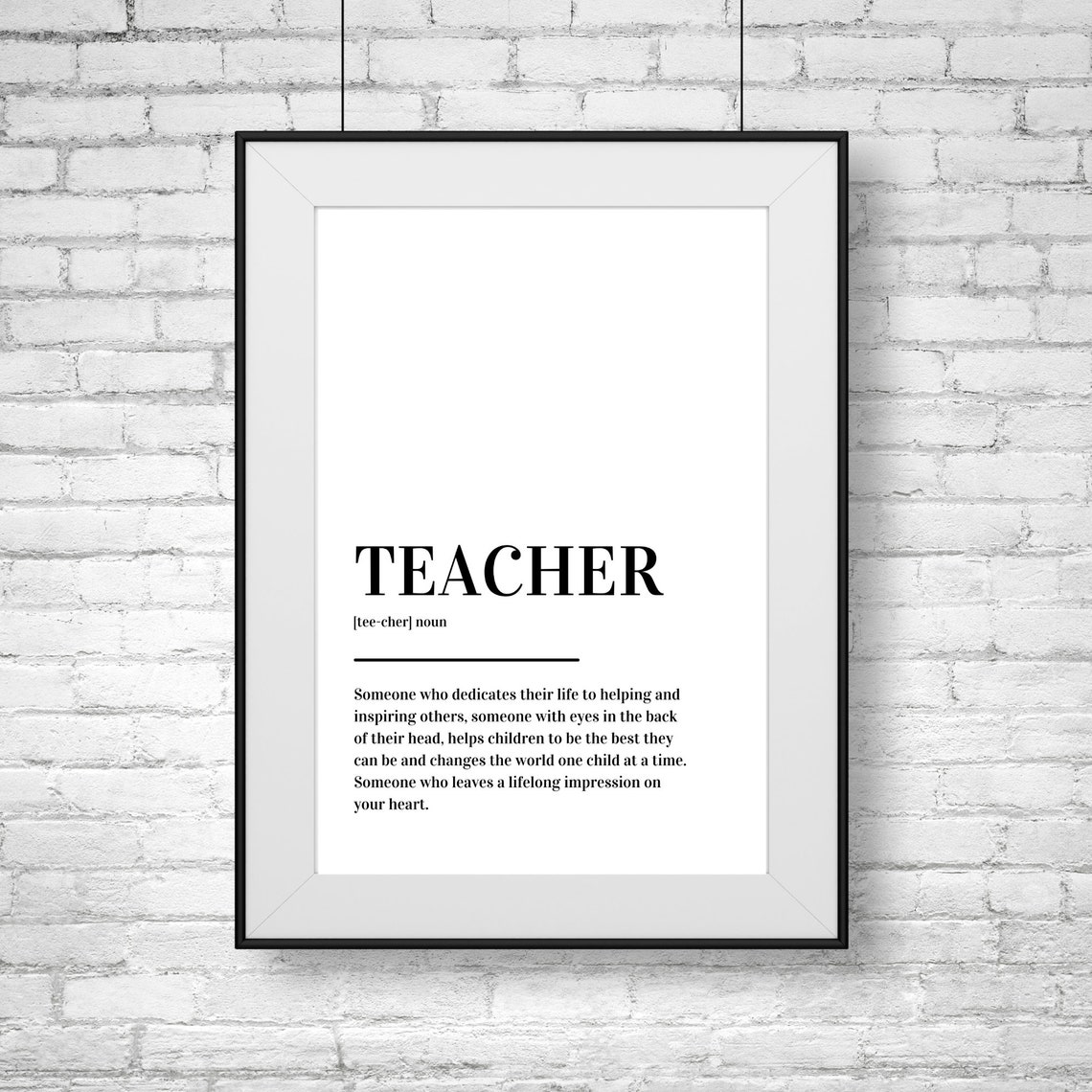 Teacher Definition Thank You Inspirational Classroom Typography Poster - Image 2