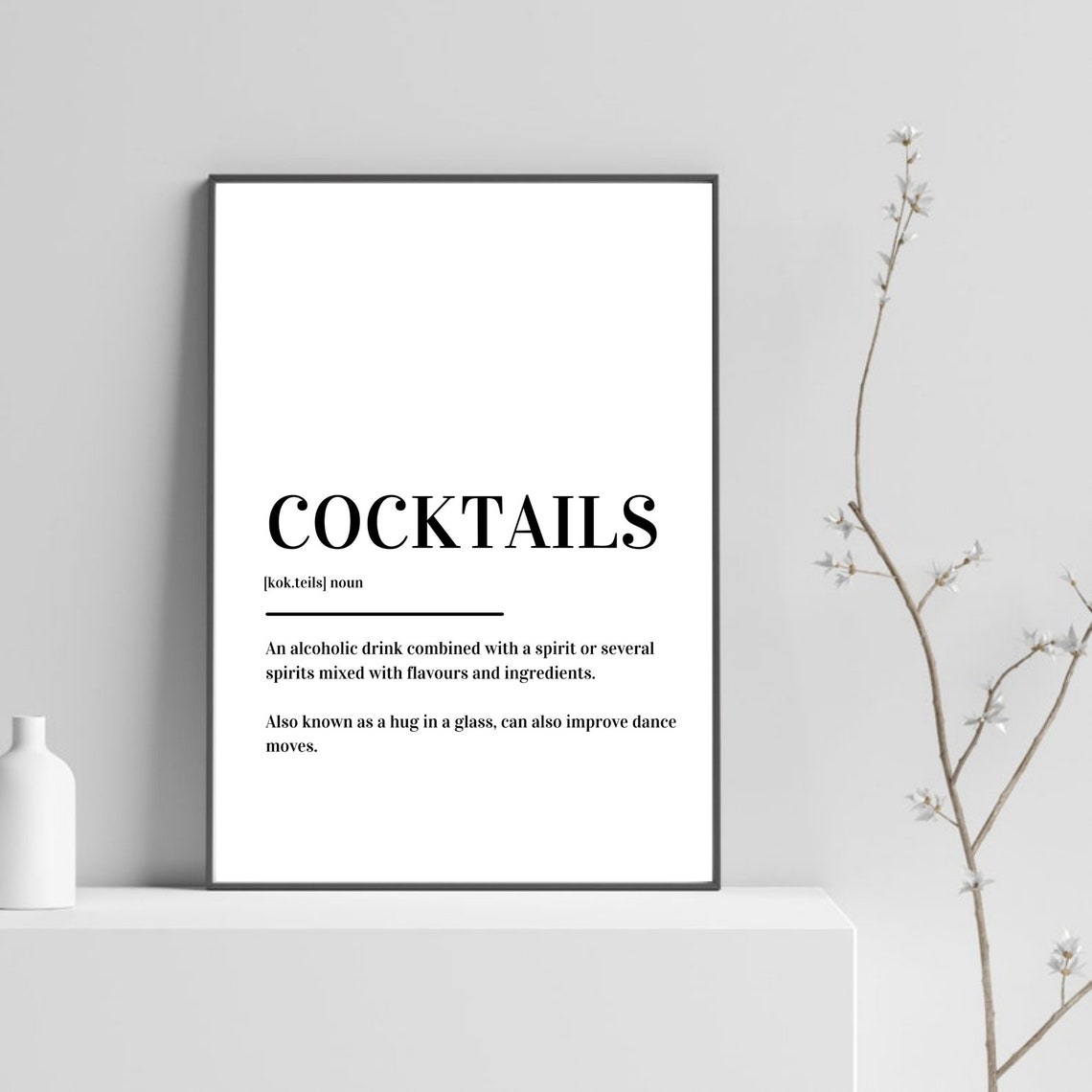 Cocktails Funny Hug in a Glass Definition Kitchen Bar Decor Poster - Image 5
