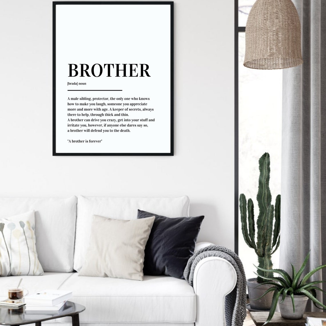 Brother Definition Gift Sibling Protector Minimalist Typography Poster - Image 5
