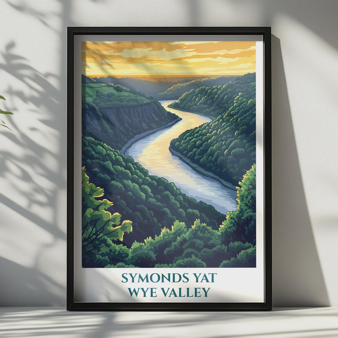 Symonds Yat Wye Valley Sunset River Golden Hour Vintage Travel Poster
