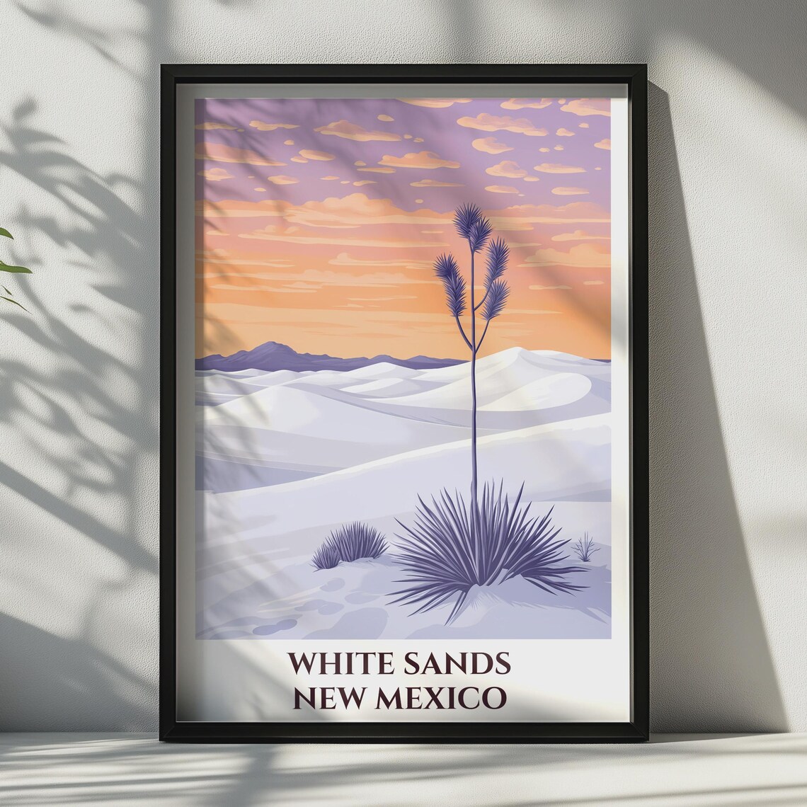 White Sands New Mexico Travel Poster, Desert Yucca