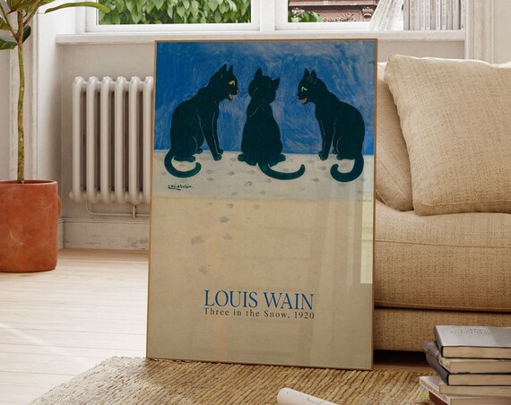 Louis Wain Cat Print Cute Cat Painting Poster Bedroom Wall Art Animal Lover Gift Funny Dorm Dcor