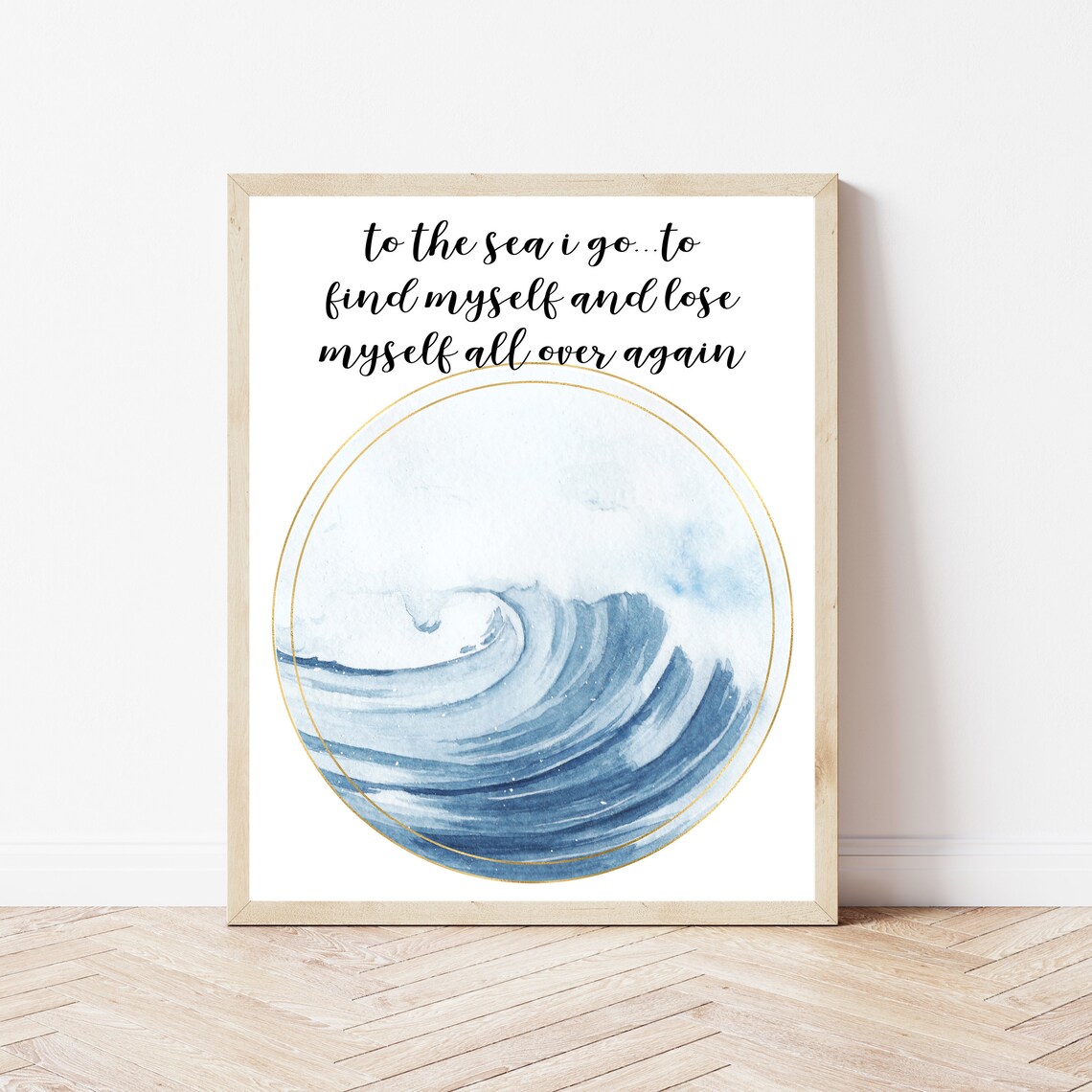 To the Sea I Go to Find Myself Watercolor Wave Ocean Quote Poster