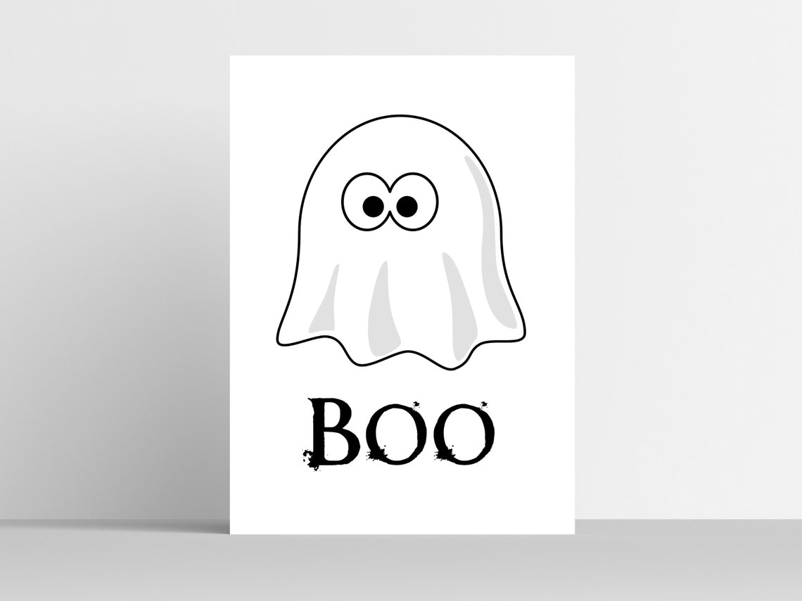 Cute Boo Ghost Minimalist Halloween Party Spooky Decor Poster Art - Image 2